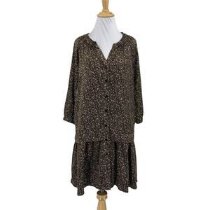 Code X Mode Dress Womens XS Extra Small Button Up Drop Waist Tiered Billowy